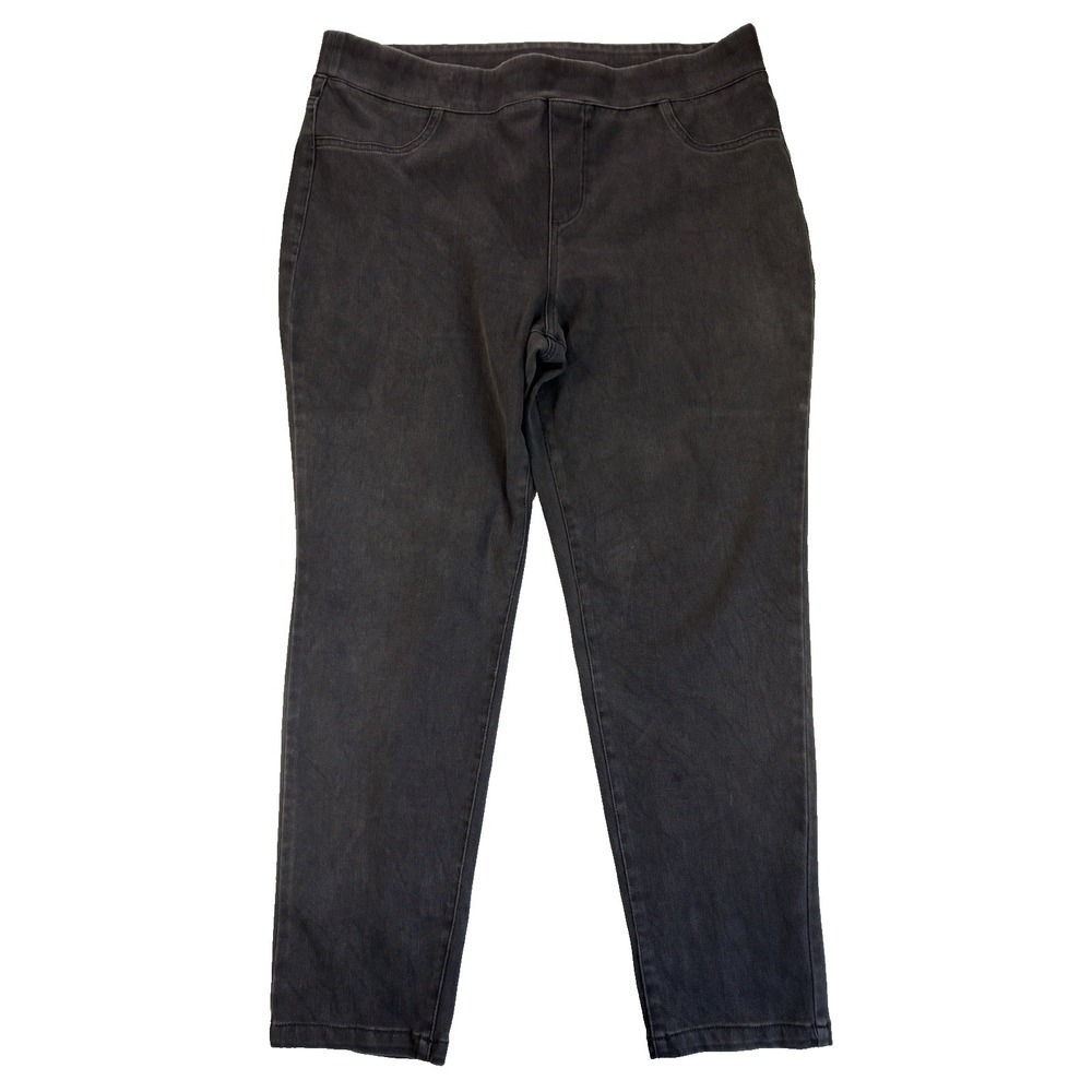 Appleseeds Petites Womens PXL Faded Black Pull On Twill Pants Essential Everyday